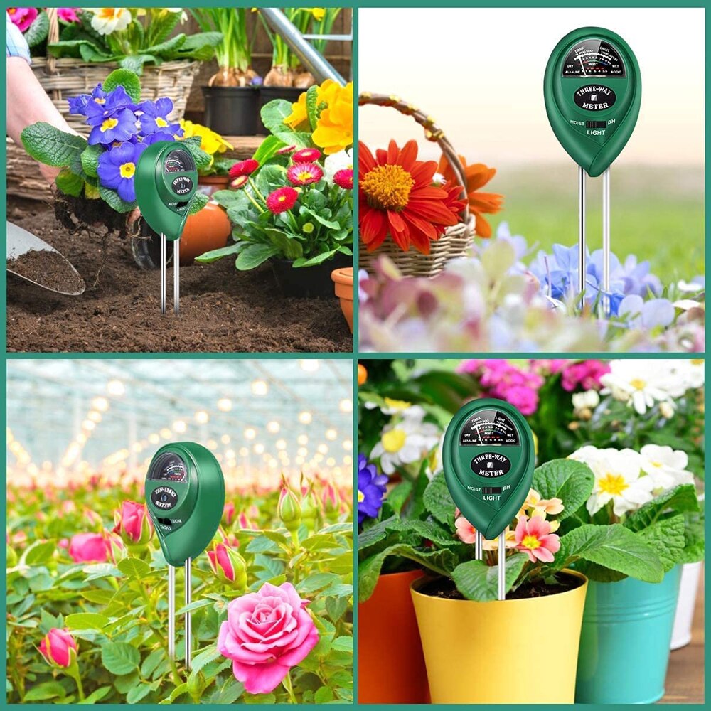 3 in 1 Soil PH Meter Sunlight PH Tester Garden Flowers Soil Moisture Sensor Meter Plants Acidity Humidity PH Monitor Detector