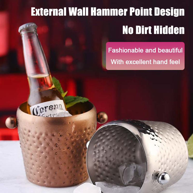 Cubo enfriador de vino y cerveza, 1L, 2L, soporte de almacenamiento de cubitos de hielo de acero inoxidable para Bar KTV, cocina, , Bar, champán, vino, cubos de cerveza