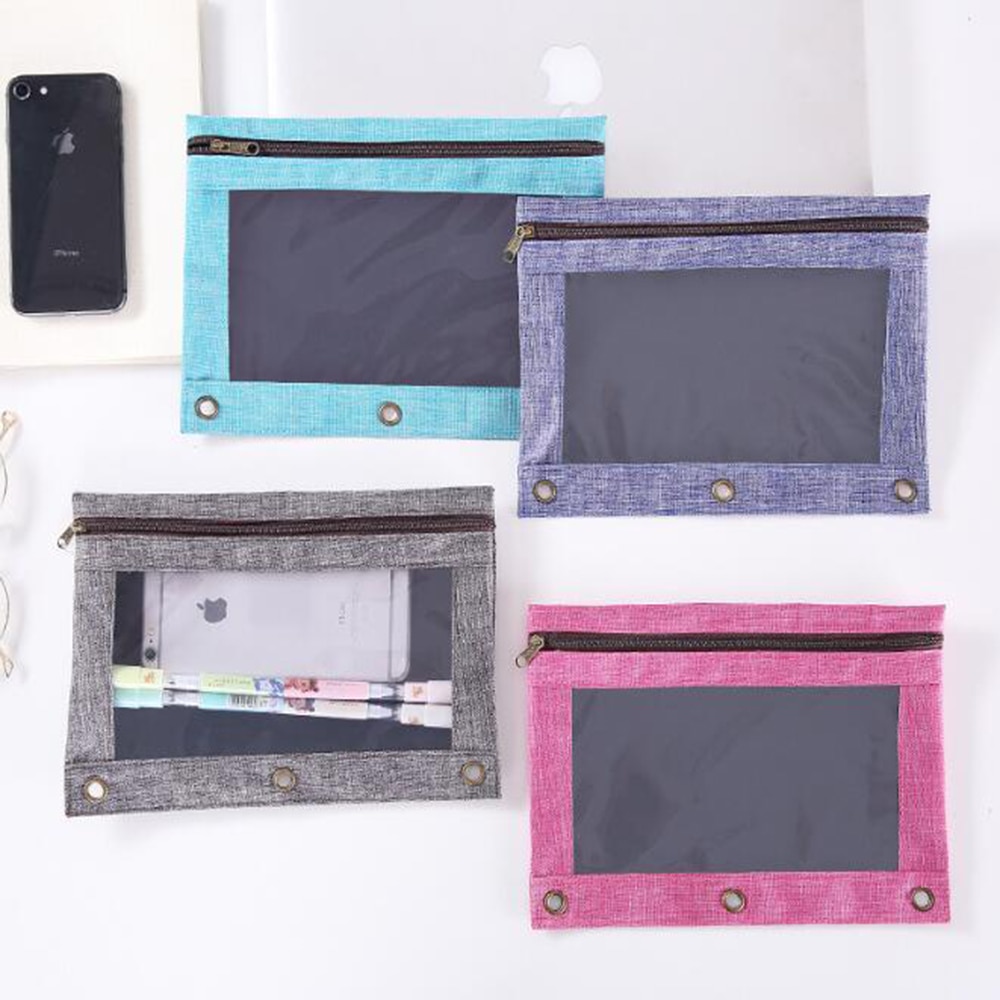 B5 PVC classeur fermeture éclair étui à crayons fichier facture reçu poche grande capacité maille reliure stylo sacs étui avec fenêtre transparente
