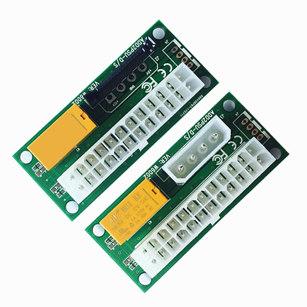 Black Dual PSU Power Supply Sync Adapter Add2psu ATX 24Pin To 4pin Molex Synchronous Connector Riser Cable Miner