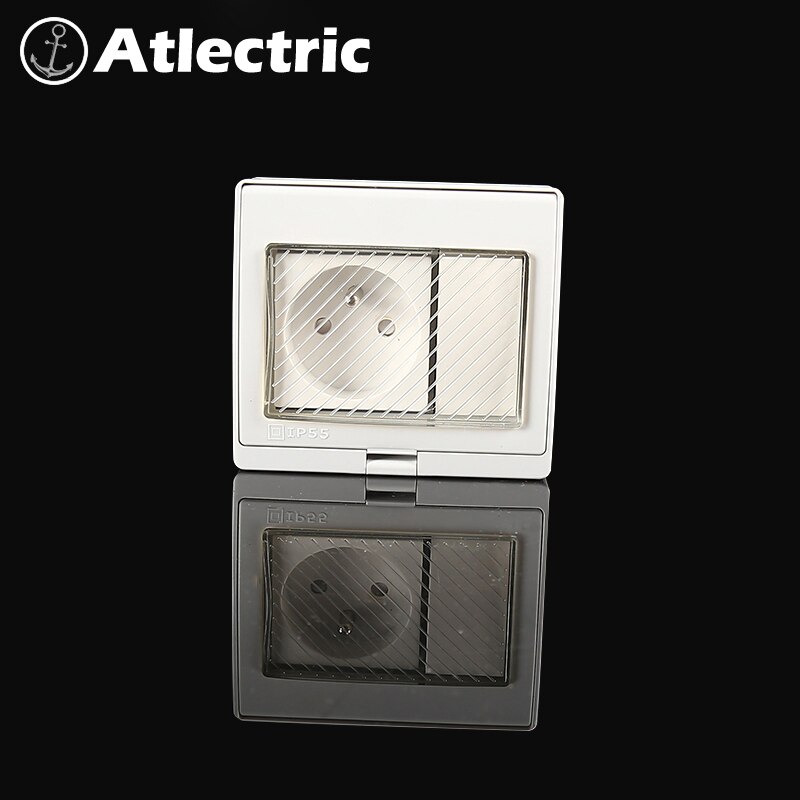 Atlectric IP55 FR Standard Waterproof Dust-proof Outdoor External Wall Power Socket Switch Outlet Weatherproof Socket
