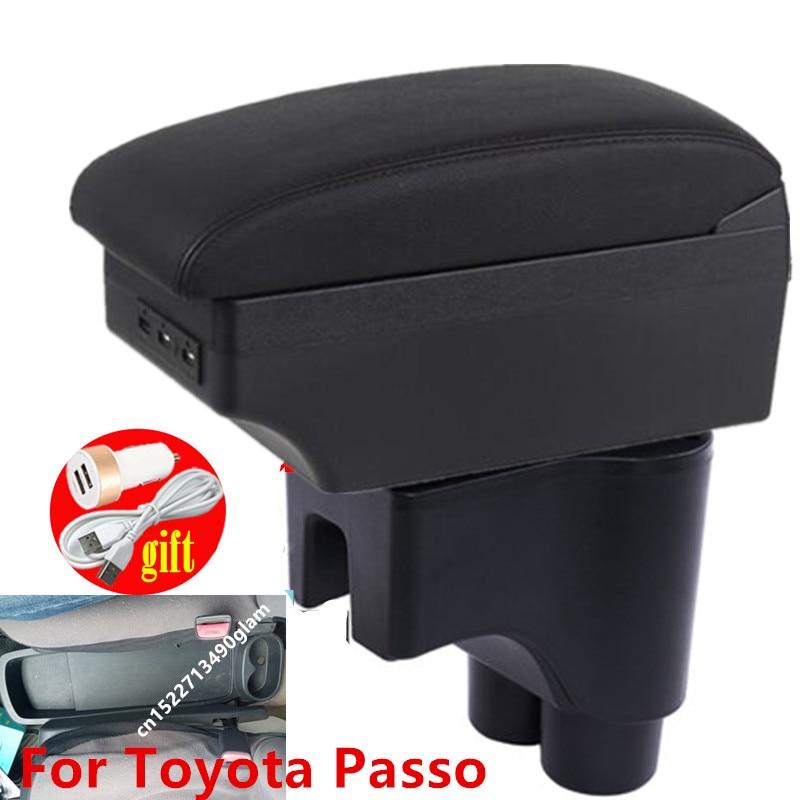 For Toyota Passo armrest box Retrofit parts dedicated Car Armrest Center Storage box car accessories Interior USB