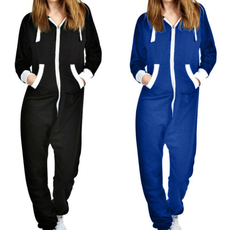 Mono con capucha de manga larga para mujer, peto de una pieza, pijama informal, ropa de casa para mujer