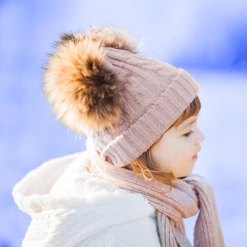 URDIAMOND Winter Hat For Girls Baby Boys Pom Poms Hat Kids Knitted Beanies Thick Baby Hat Infant Toddler Warm Cap