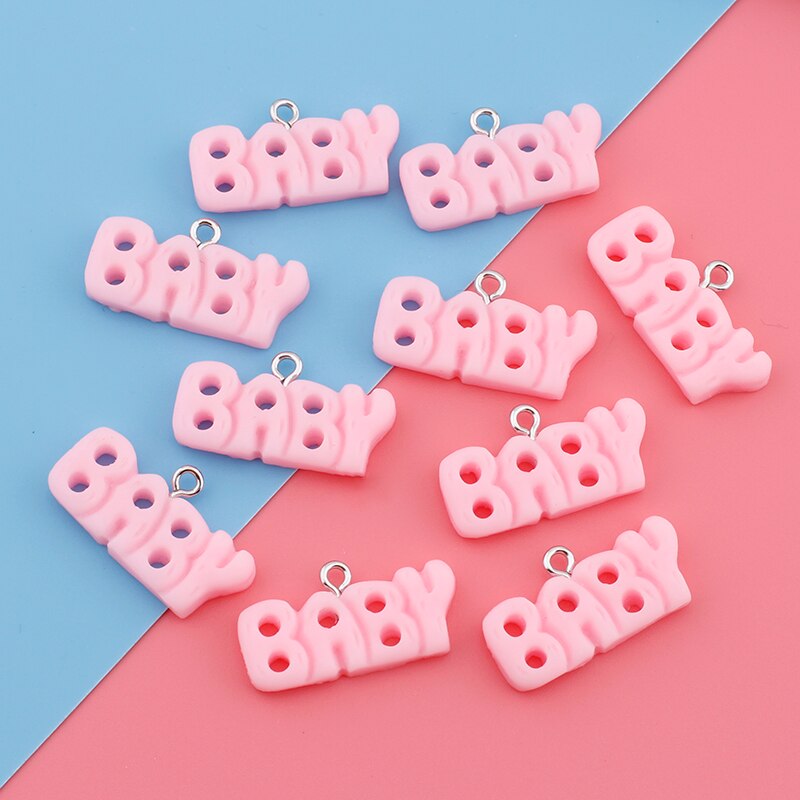 Dijes de letras de bebé, dijes colgantes de resina para pendientes, collar, pulsera, llavero, suministros de fabricación de joyas Diy, accesorios, 10 piezas