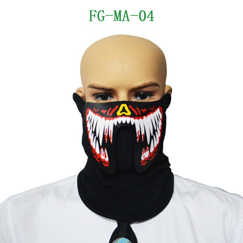 LED Big Terror Masks Voice-activated Music Mask Clothing Cold Light Helmet Fire Festival Party Glowing Dance Steady: A4