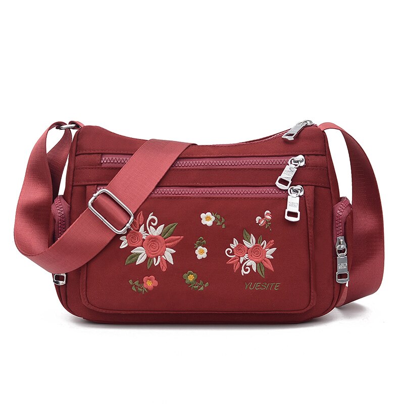 Dames nylon messenger bag student mobiele telefoon handtas eenvoudige kleine crossbody tassen casual dames tote flap schoudertas: Rood