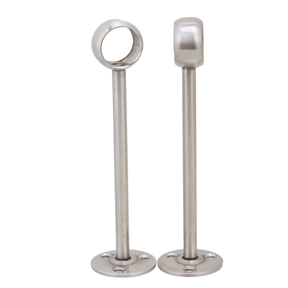 Silve 22mm Open End Stainless Steel Bathroom Towel Bar Rack Base Rail Holder Pack of 2