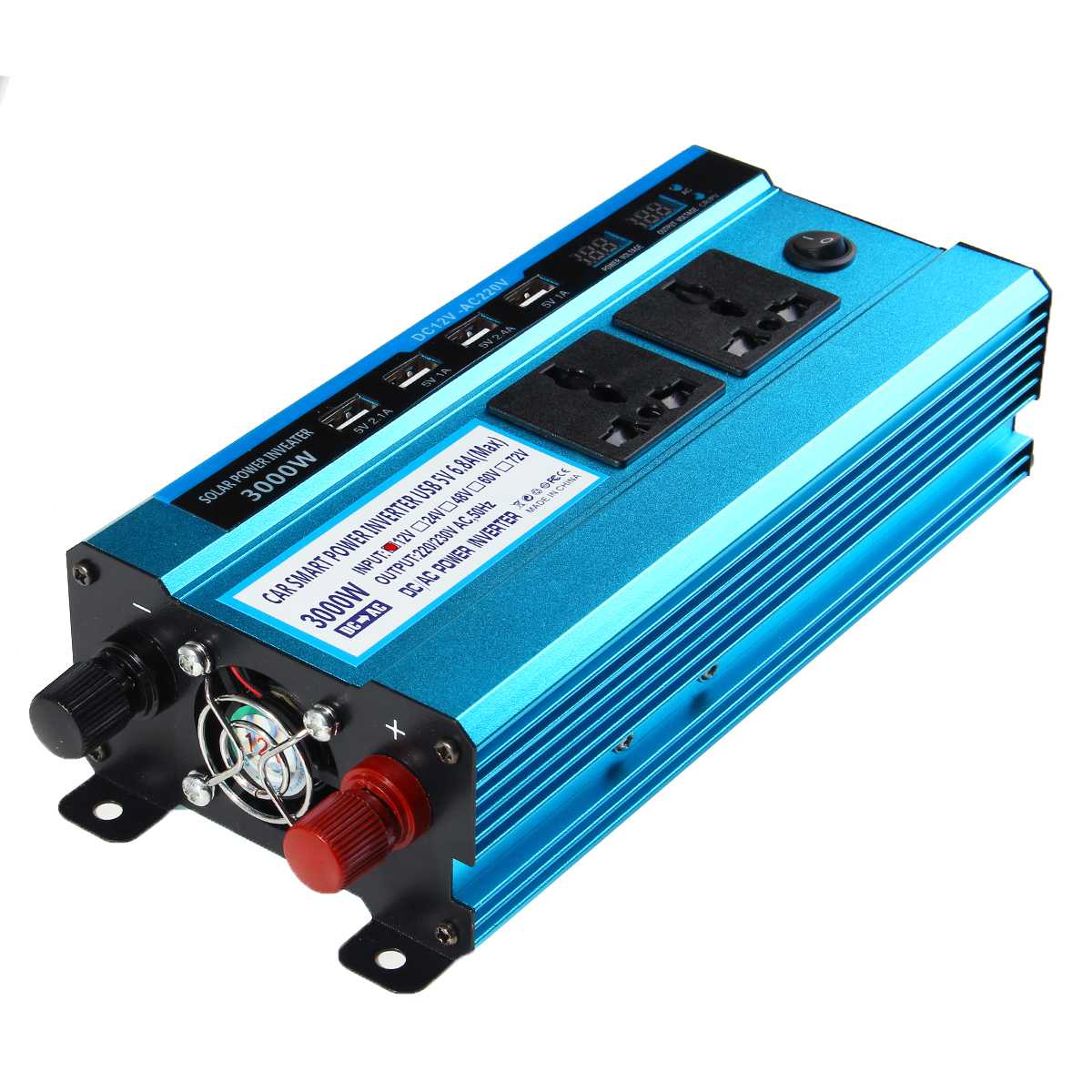 Inverter 12v 220v solenergi inverter 12v 24v 48v to 220v 3000w bil inverter spænding transformer converter 4 usb led display