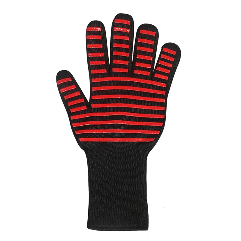 Guantes de barbacoa de resistencia al calor extrema, manoplas para cocinar, hornear, asar al horno, par de guantes de barbacoa, color rojo/Negro,: one piece-red