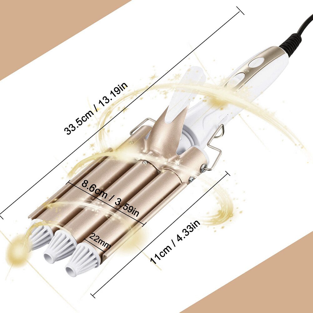 Elektrische krultang met 3 staven, krultang, thuiskapper, dameskapseltool, geschikt voor het maken van kapsels voor daten en feesten.