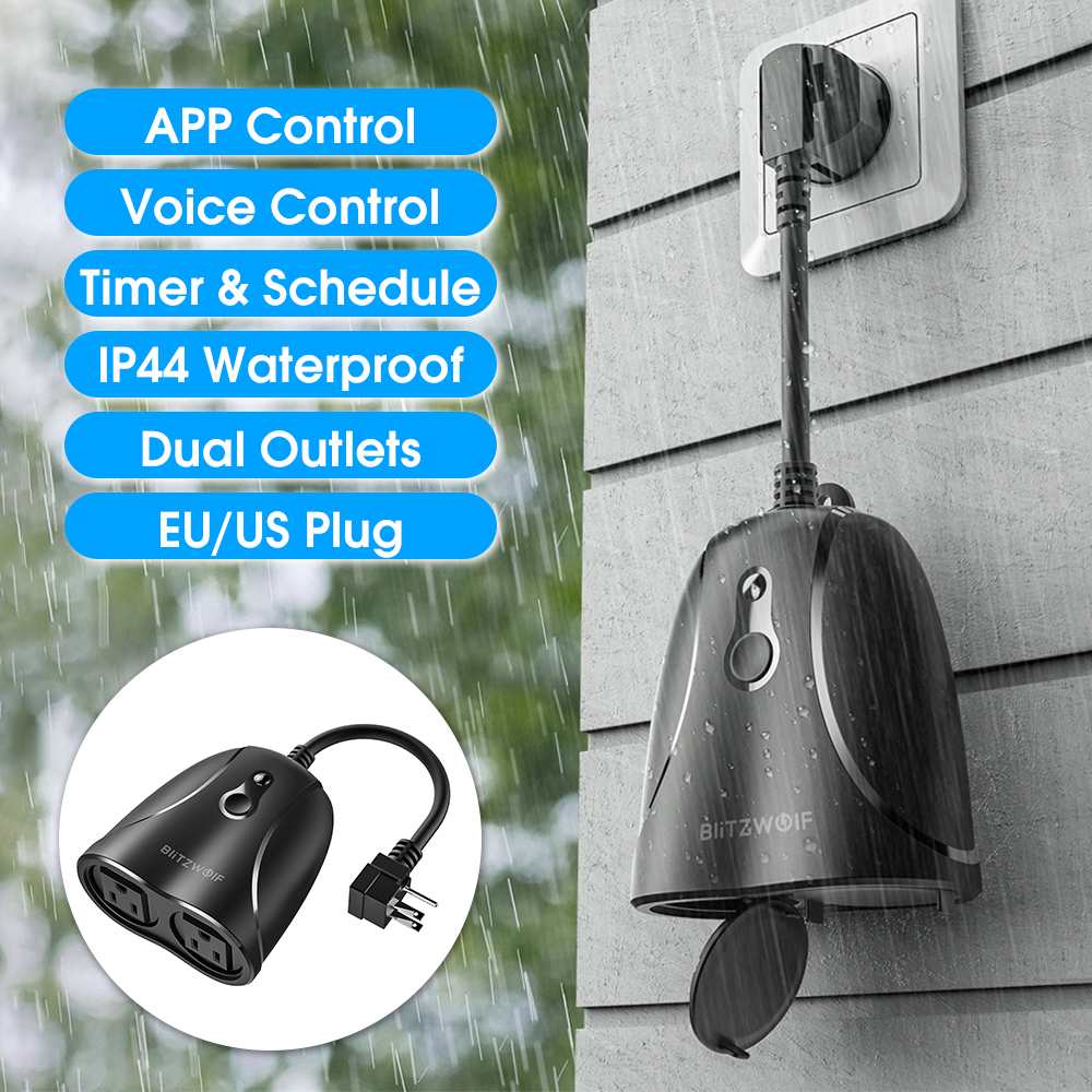 EU/US Plug Indoor Outdoor Smart Wireless WIFI Socket APP/Voice Control Dual Outlets IP44 Waterproof Work Socket Plugs Adaptors