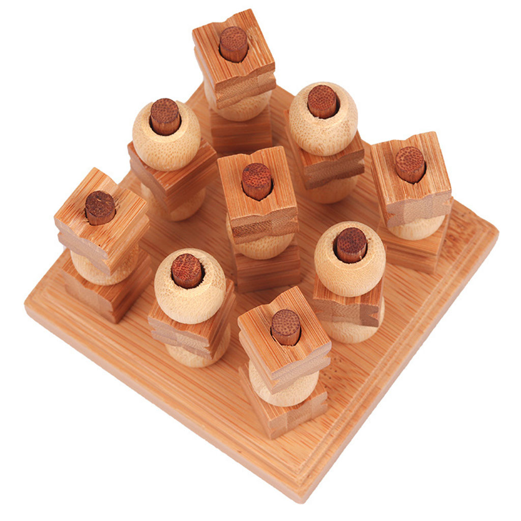 Viaggio tradizionale 3d legno Tic-Tac-Toe spingimi XO divertente gioco da tavolo XO scacchi gioco di Puzzle per bambini e adulti