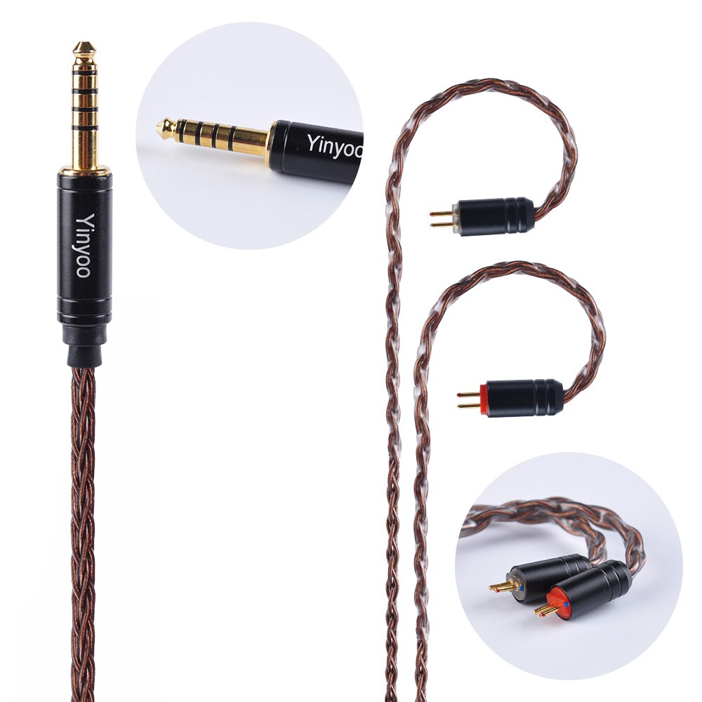 Yinyoo 8 Ader Silber Überzogene Kabel MMCX/2Stift Stecker 4,4/3,5/2,5mm Ausgeglichen Kabel Für v80 ZS10 wie10 ZST ES4 wie06 C10 C16: 4.4 2Pin