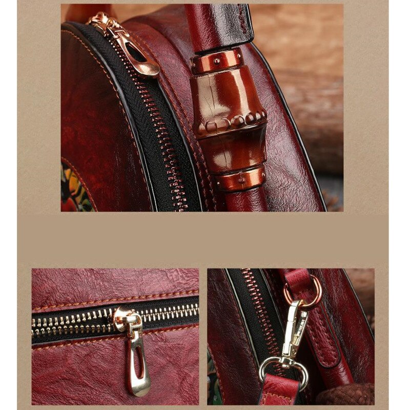 Gagacia 2021 novos sacos de ombro para as mulheres do vintage bolsa couro estilo chinês artesanal em relevo flor feminina bolsas concha