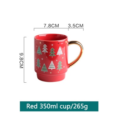 Christmas Cup Bowl Mug Christmas Party Tableware Set Porcelain Breakfast Plates Dishes Noodle Bowl Coffee Mug Tableware: Red cup