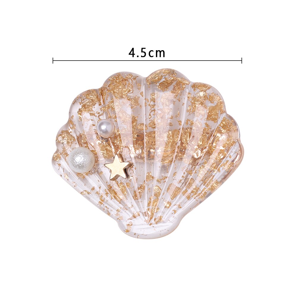 1/2PCs DIY Sea Shell Hairpin Mermaid Starfish Hair Clips Bridal Handmade Headwear Accessories Women Summer Beach Jewelry: gold 1 pc