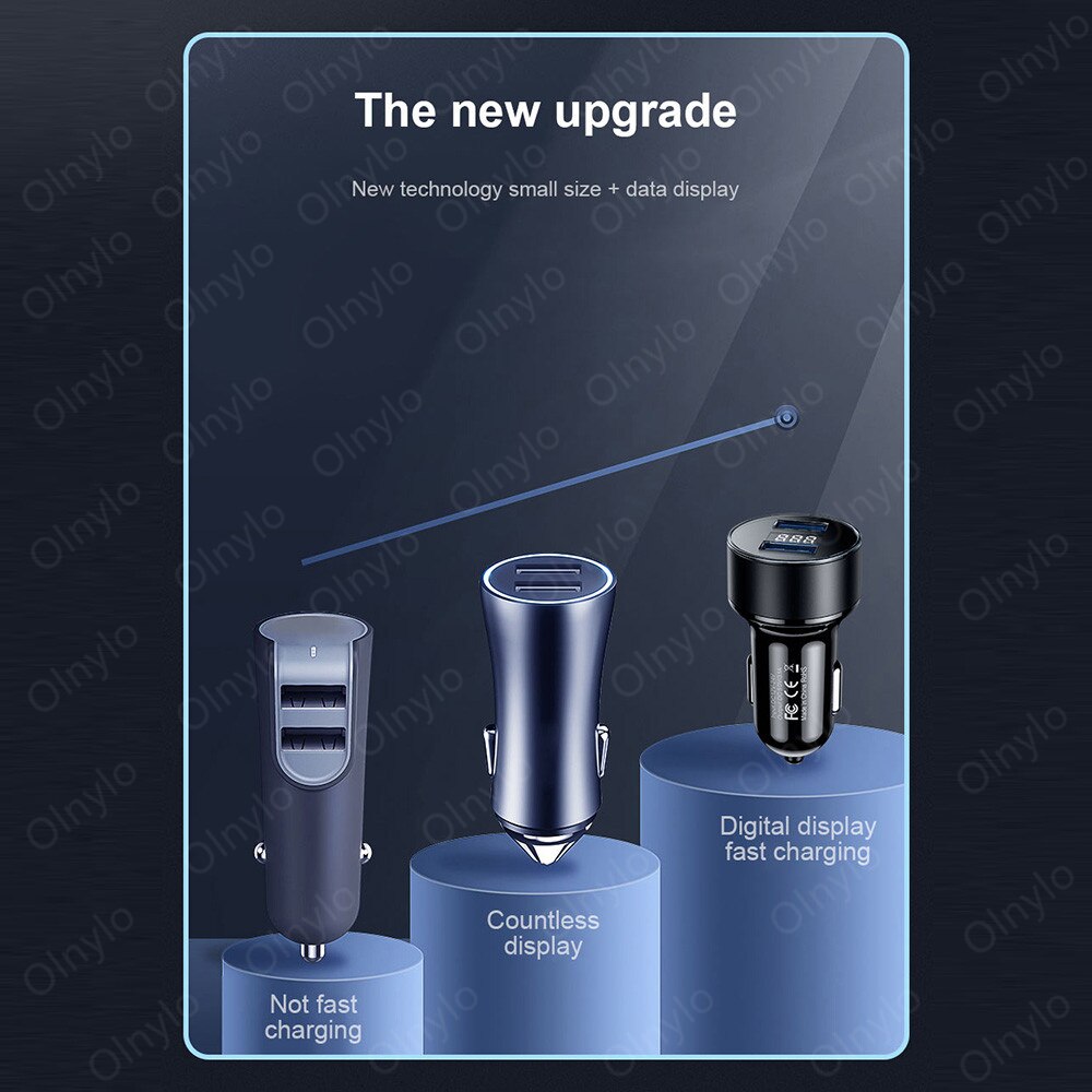 Dual Usb Car Charger 2 Poorten Lcd Display Sigarettenaansteker Aansteker Autolader Adapters Voor Iphone Samsung Xiaomi Huawei Etc