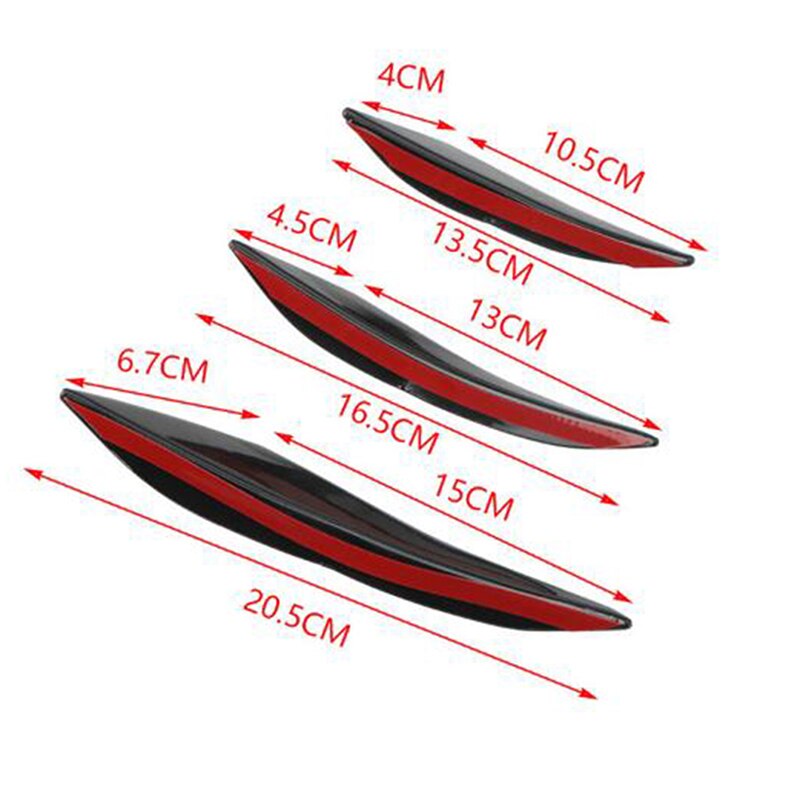 6pcs/set Fit Front Bumper Lip Diffuser Splitter Fins Body Spoiler Canards Valence Chin Car Tuning Canard
