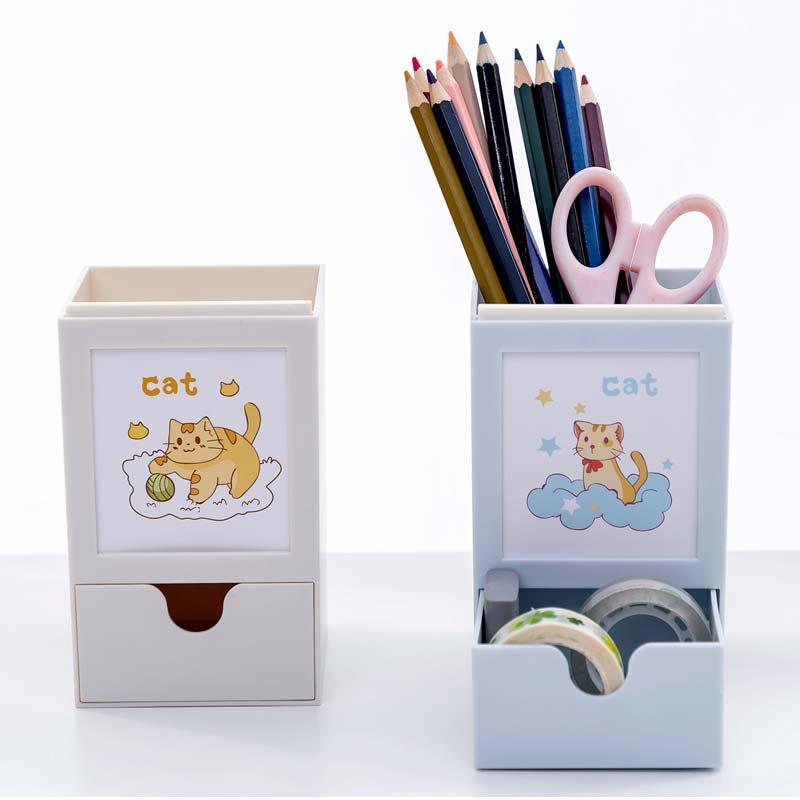 Multi-funktion Stift Halfter Schreibtisch Kuli Veranstalter Schublade Schreibwaren Bleistift Ständer Kunststoff machen-hoch Pinsel Halfter Organizer Lagerung Kasten