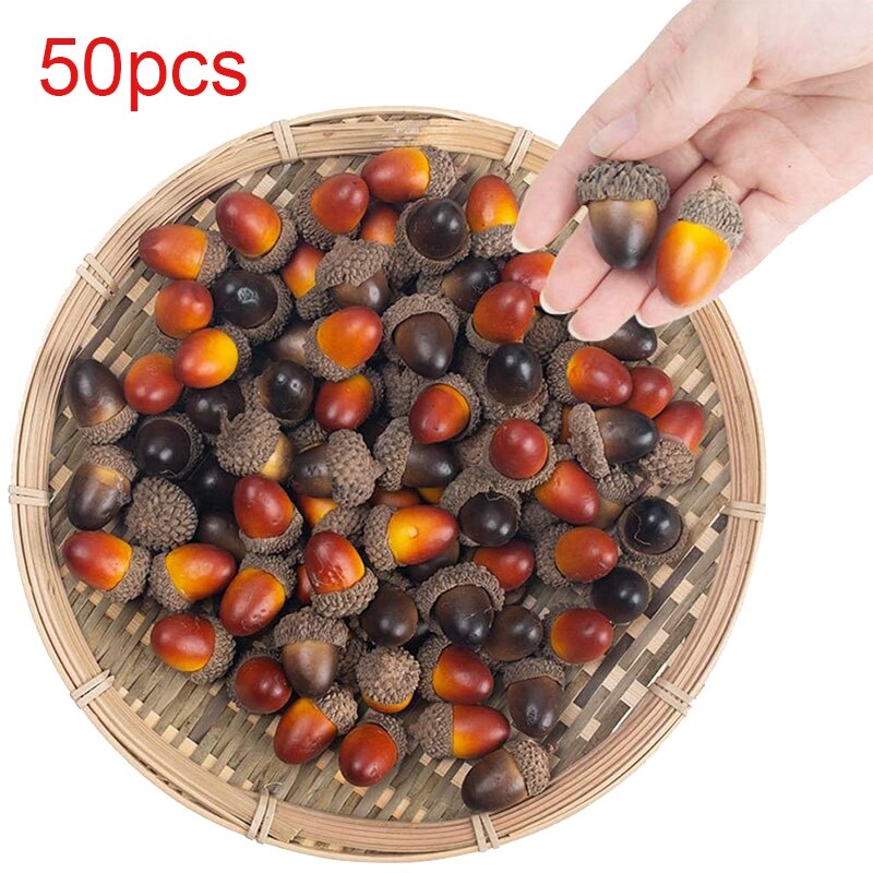 50 gemengde kleuren kunstmatige simulatie kleine eikels halloween kerst tafeldecoratie model rekwisieten