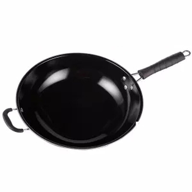 Emalje wok non-stick pande husholdning ubelagt rustfri jern pande gaskomfur induktionskomfur speciel flad bund wok kogegryde