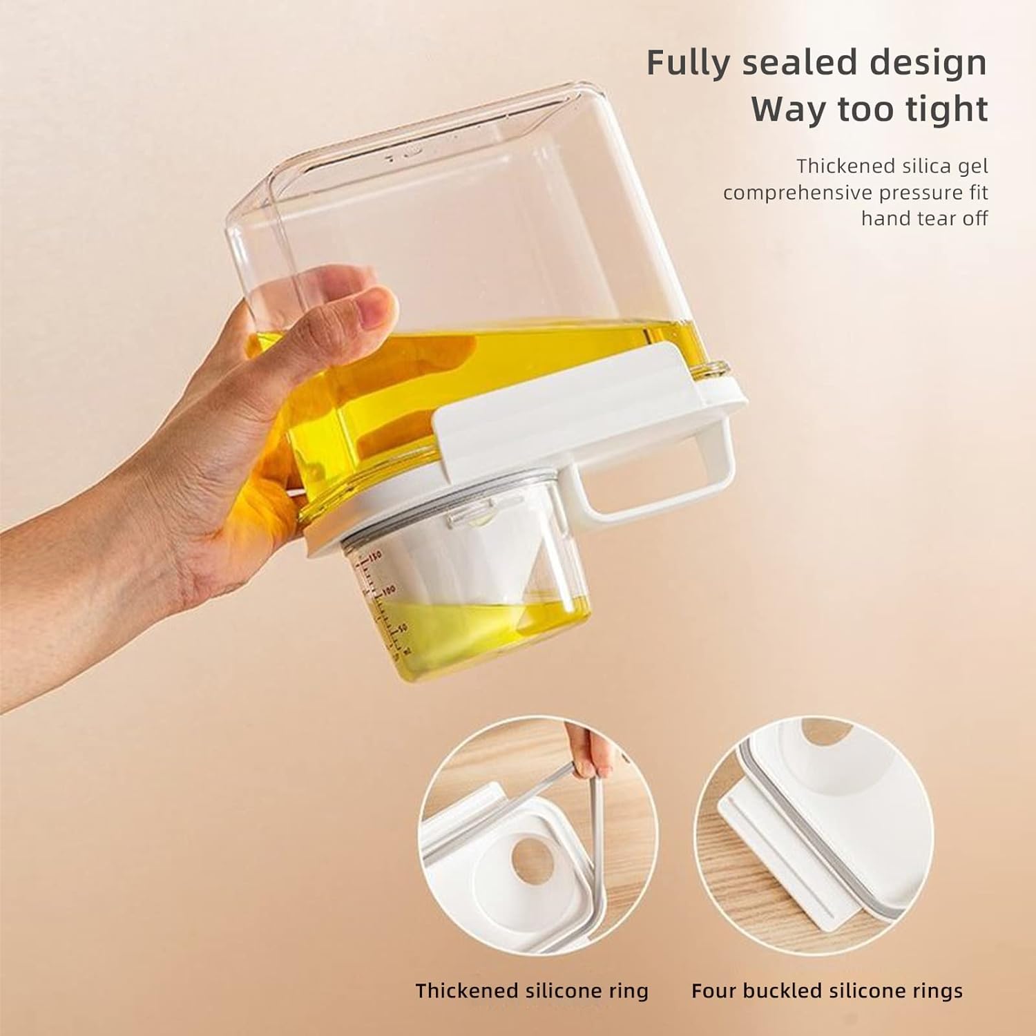 Grand bac hermétique pour le stockage des aliments, tasse à mesurer, plastique transparent, cuisine et garde-manger, organisateur de farine