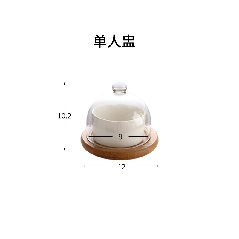 Japanese-style Ceramics Fruit Dessert Plate 2 / 3-piece Set with Lid Sugar Bowl Dessert Platter Home Creativity Tableware: 1 piece set