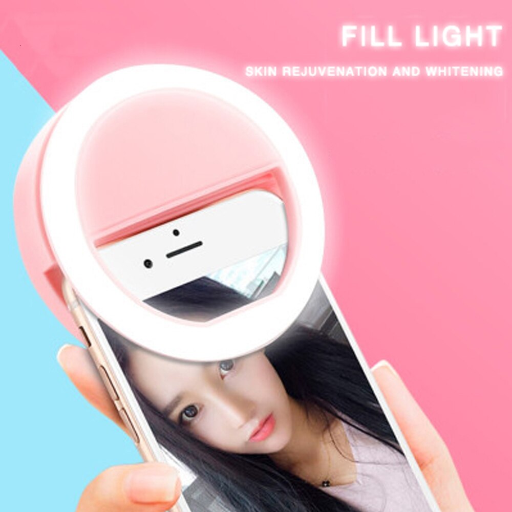 Anillo de luz de relleno LED portátil para selfi, lámpara con Clip para cámara de teléfono, lámparas de noche para mujer y niña, luces que mejoran la belleza