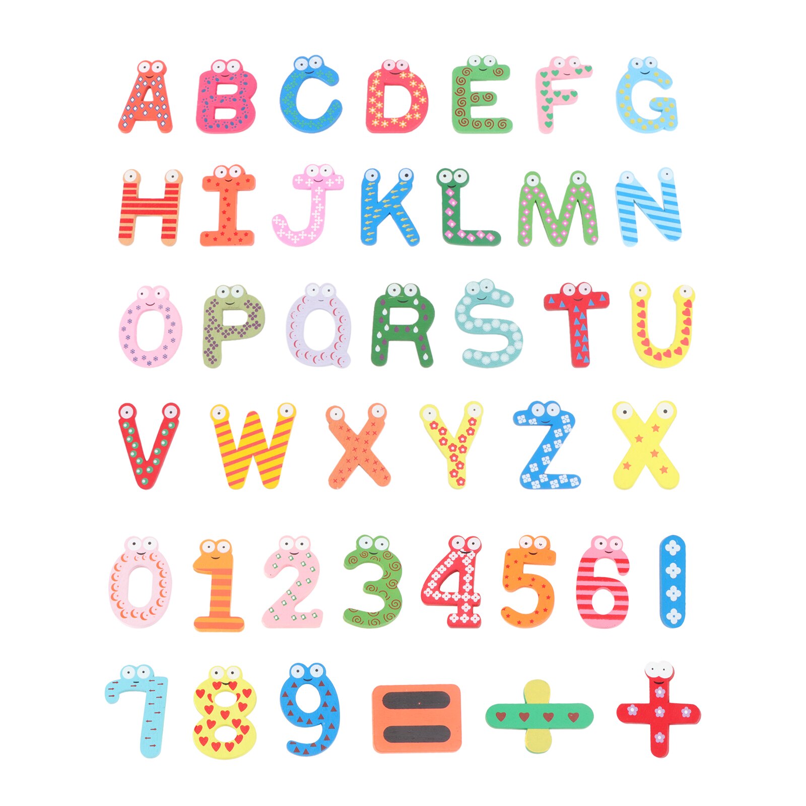 Wooden Cartoon Numbers Fridge Magnets Alphabet Refrigerator Magnet Magnetic Letters and Numbers Toys (Capital Letters Type +: Default Title