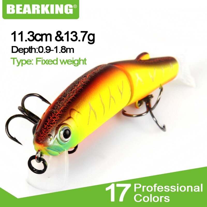Bearking-leurre rigide pour la pêche au lac, en rivière, appât Wobblers à manivelle, appât artificiel de type Wobblers, 113mm, 13.7g, 0.9 à 1.8m, 1 unité