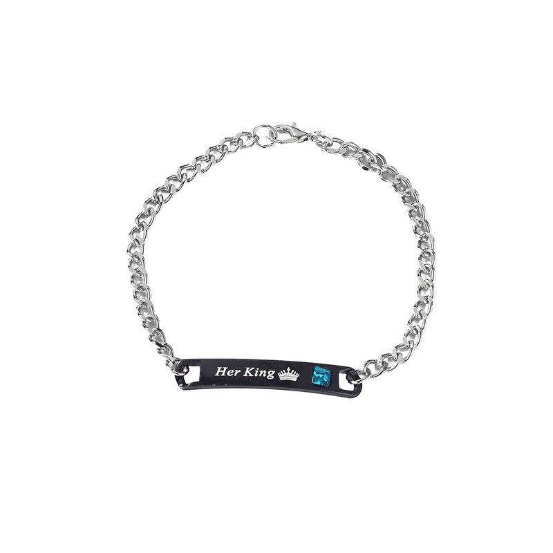Liebhaber Paare Armbänder Seine Königin Ihr König Liebe Armreif Kristall Krone Charme Männer Frauen Schmuck Armband Femme Charme: black
