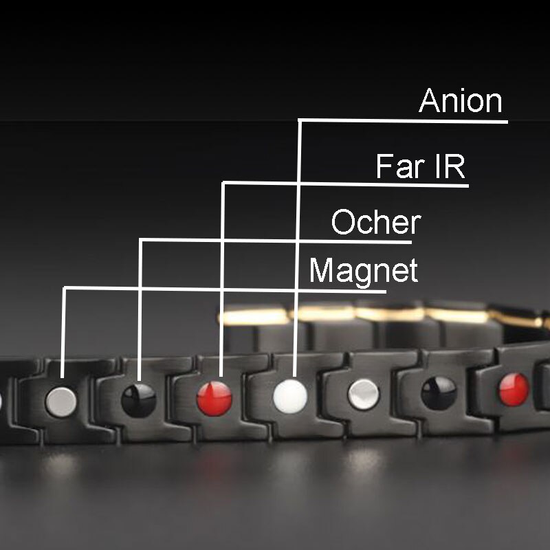 Bracelets de thérapie magnétique de Germanium d'hologramme de femmes guérissant le Bracelet d'équilibre d'énergie de Tourmaline noire des hommes bijoux de soins de santé