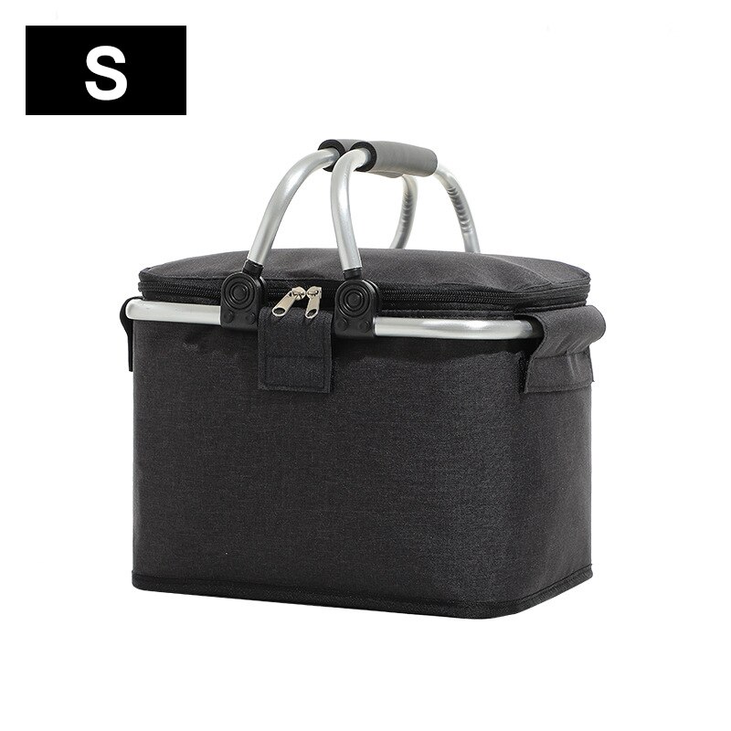 30L Folding Picnic Camping Basket Large Insulated Shopping Cooler Home Storage Hamper Bag Box Outdoor Picnic Organizer X593D: S black