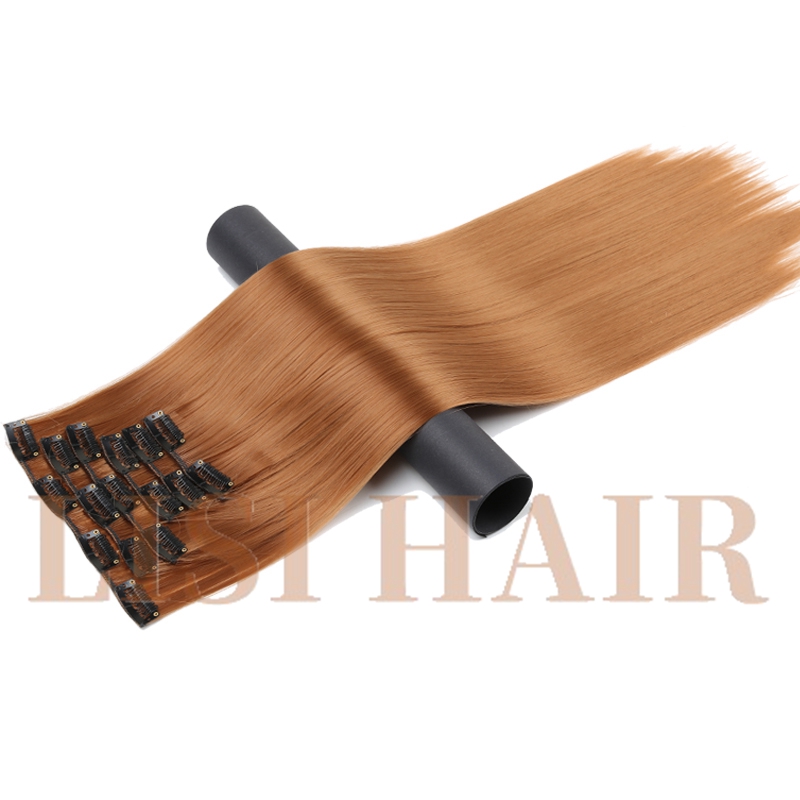 LISI HAIR 55cm Long 16 Clip in Hair Extension Straight Hairpiece Synthetic Hair For Women 140g High Temperature Fiber: 30
