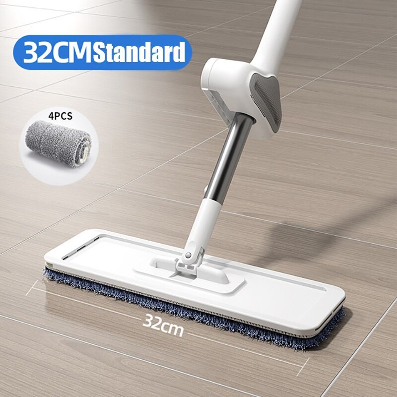 Magic Squeeze Mop Lazy Free Hand Mop For Washing Floor Home And Kitchen Products Spin And Go Mops House Cleaning Cleaner: 32cm-Mop-4Clothes