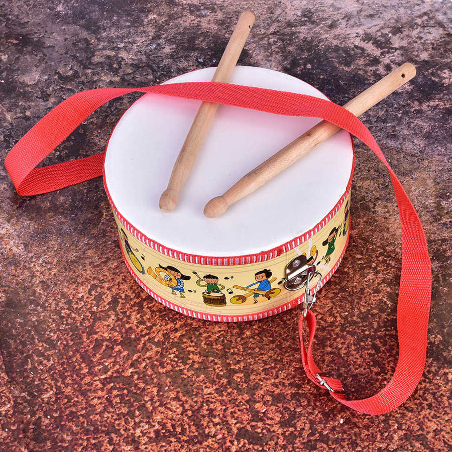 Mini Wooden Hand Percussion Instrument Set Include Strap 2 pcs Stick