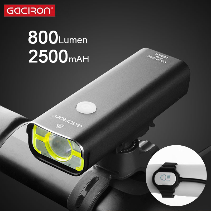 Gaciron lampa przednia robić roweru 800lm przyjazne dla oczu światło dzienne XPL2 koralik 5 trybów 2500mAH obudowa ze stopu USB opłata latarka doprowadziło latarnia
