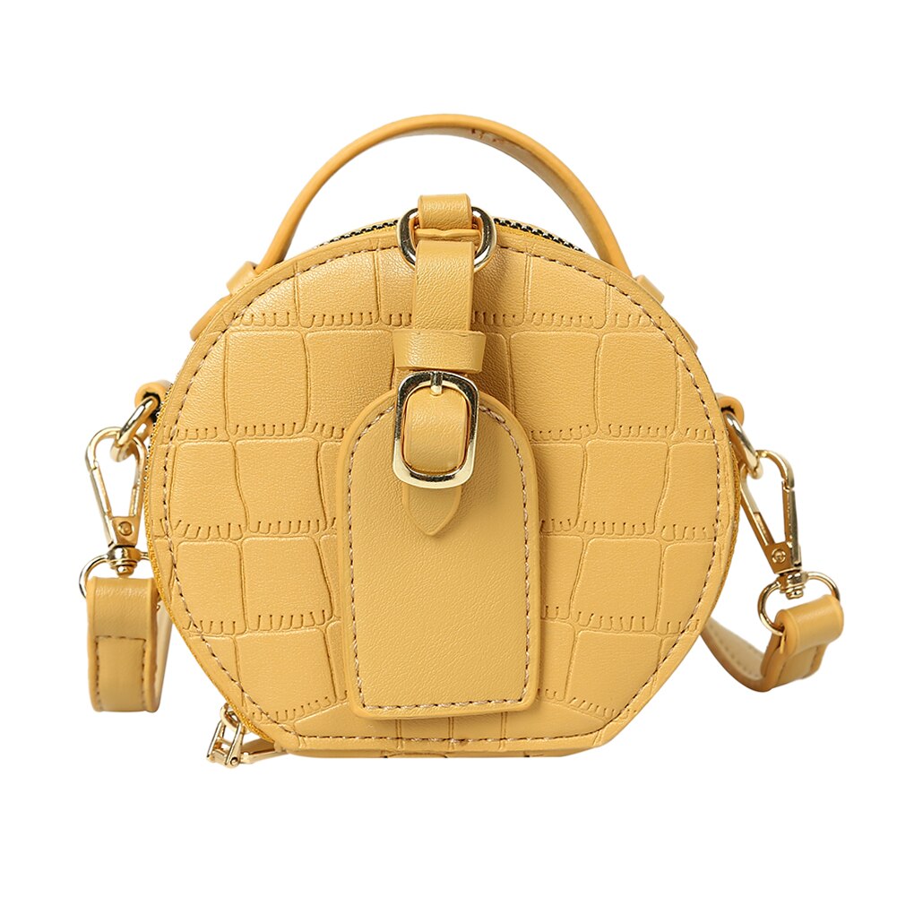 Frauen Kleine Runde Schulter Mini Handtaschen Jahrgang PU Leder Plissee Crossbody Totes Tasche modisch Rund Bote Taschen: Gelb