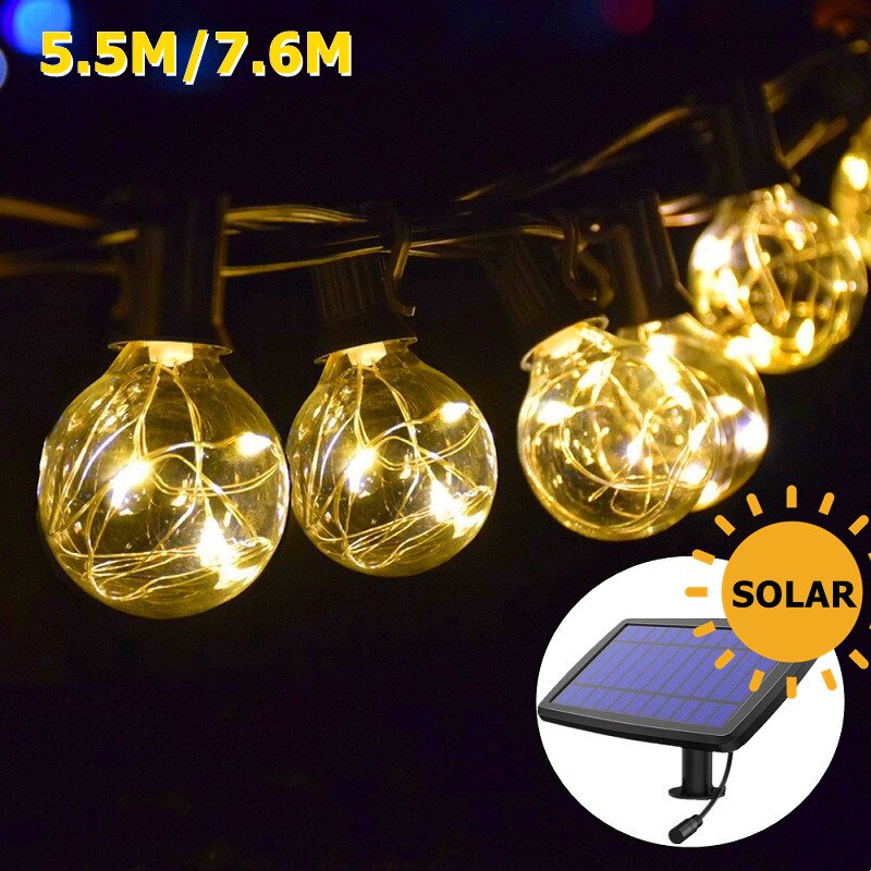 Garten Licht Straße Girlande Solar- Lampe draussen Girlande LED G40 Birne Cooper Schnur Lichter Für DéKor Jahrgang Solar- Licht Ich bin Freien