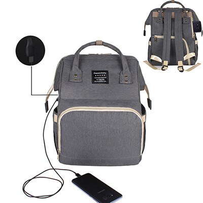 Mode Tas Voor Mama Koeler Handtas Multi Functie Sac Isotherme Rugzak Moeder Zak Opslag Vrouwen Tassen: USB style gray