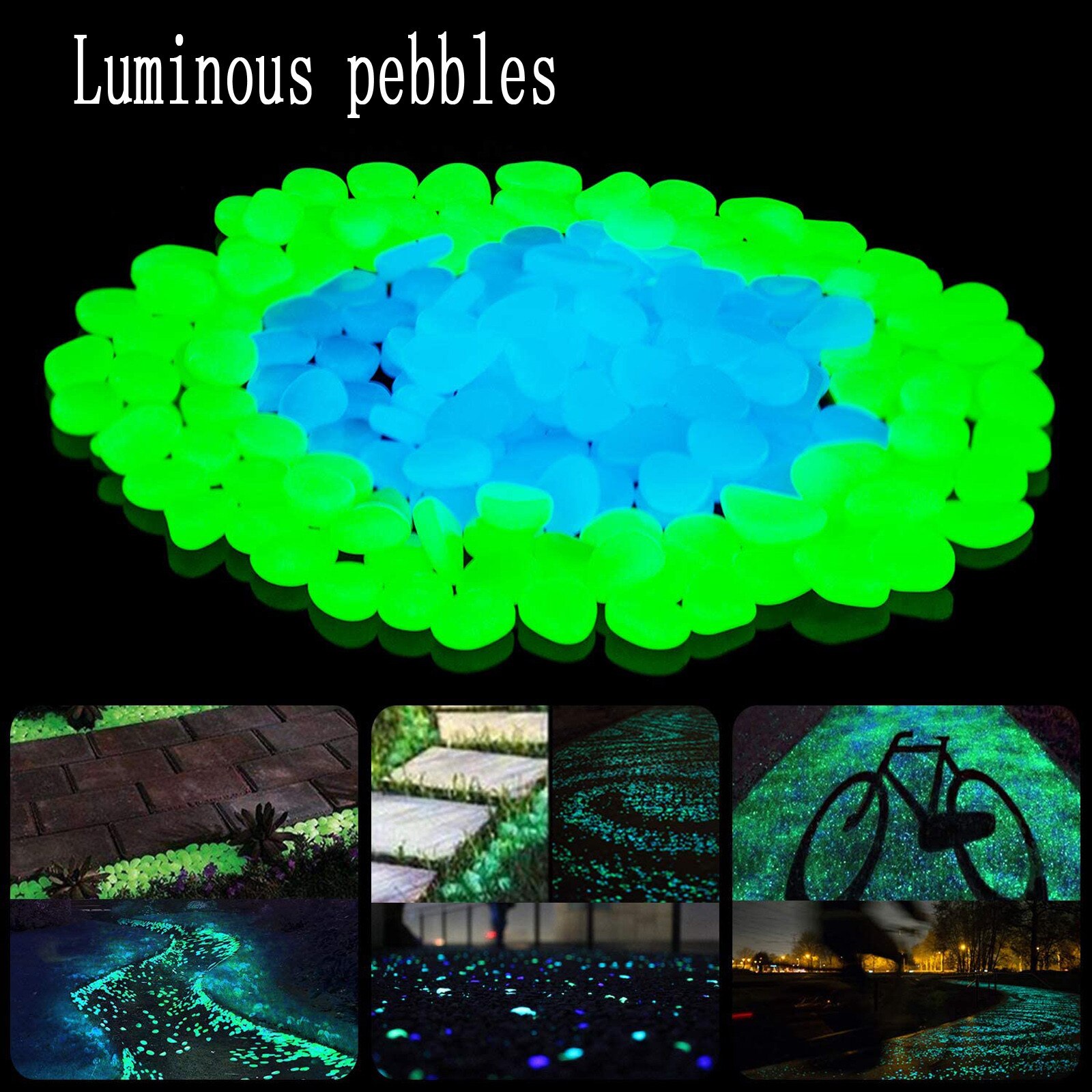 100pc DIY Decorative Luminous Stones For Yards Lawns Walkways Garden Plants Walkways Garden Path Patio Lawn Garden Yard Decor
