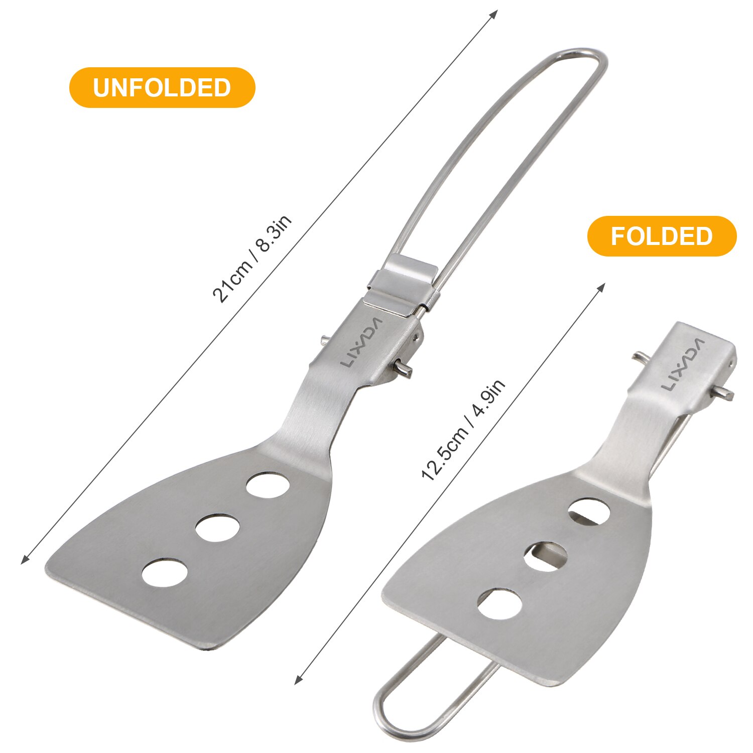 Lixada Spachtel Edelstahl Klapp Spachtel Lebensmittel Dreher Camping Falten Kochen Schaufel draussen Camping Kochen Zubehör