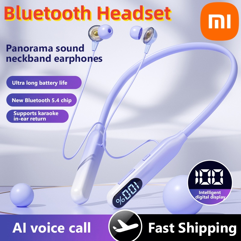 Xiaomi 5.4 LED Display Stereo Wireless Earphones Gaming Headphones Sports Waterproof Hanging Neck Headphones Headset