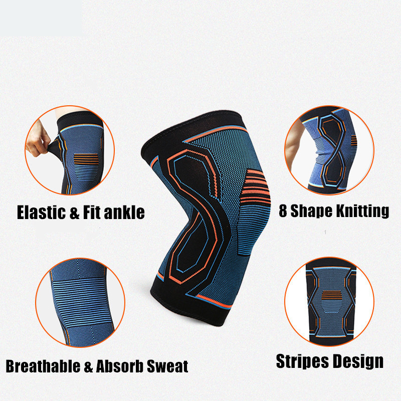 Knæbøjle støtte sport elastisk nylon kompression til volleyball basketball led smerte lindring åndbare knæ ærme puder