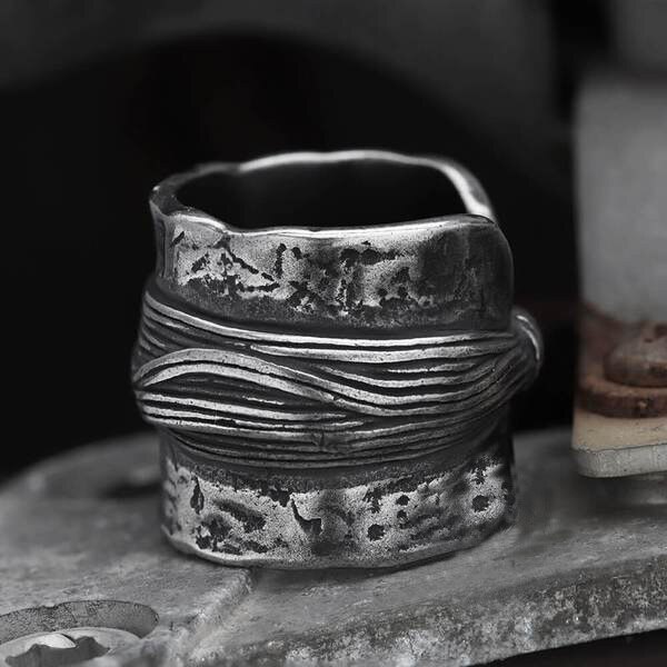 Rostfritt stål viking enkel ring vintage hammare retro punk klassisk ring manliga finger kärlekssmycken för mannen