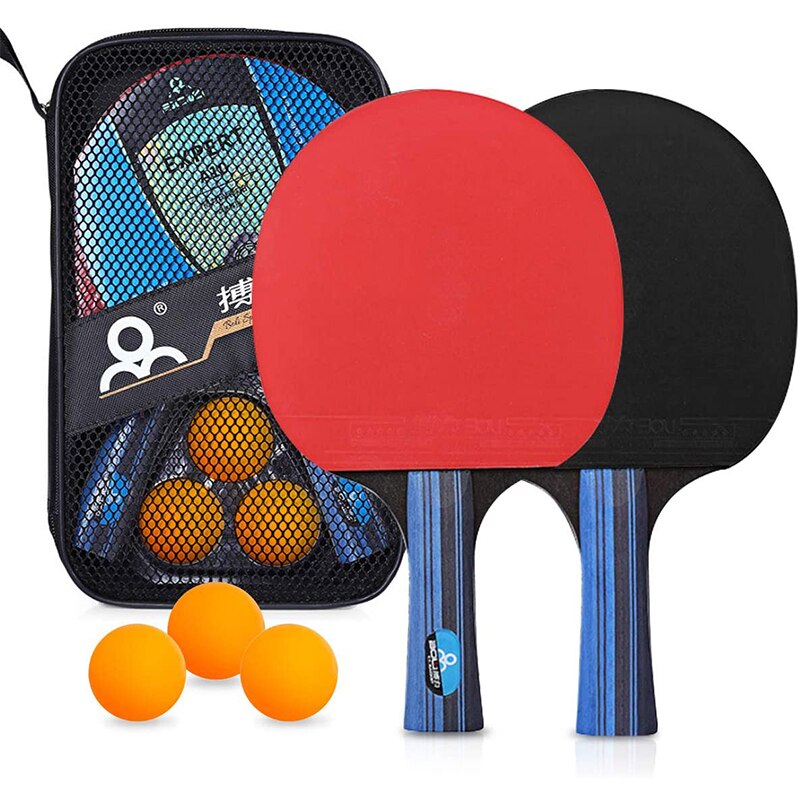 Ping Pong Paddle Set Met Ballen 2 Premium Rackets En 3 Pingpongballen Tafeltennis Set Met Draagtas voor Amateurs