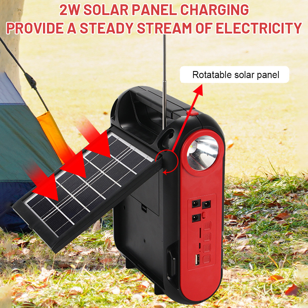 Solar Radio Oplaadbare Emergency Radio Met Am/Fm Draagbare Zaklamp Multifunctionele Power Bank Led Leeslamp