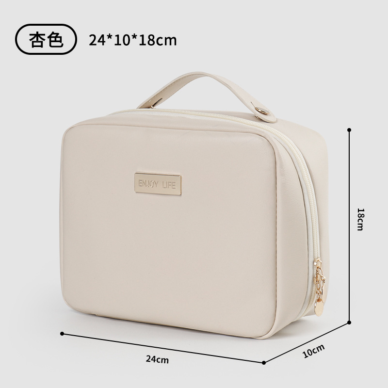 Women's Travel Cosmetic Bag Large Capacity Toiletry Organizer Portable Makeup Storage Case Waterproof Makeup Pouch: Beige
