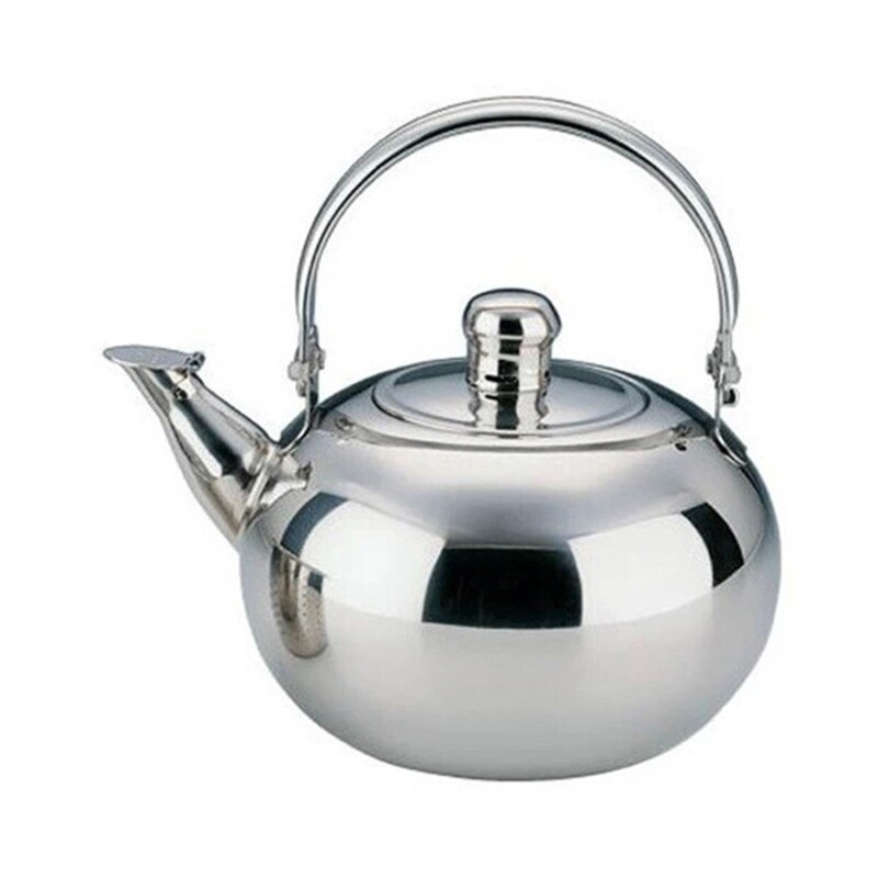 Durable Stainless Steel Water Kettle Pot Loose Tea Maker Infuser Tea Kettle Pot Metal Teapot with Removable Strainer: silver 1.5L